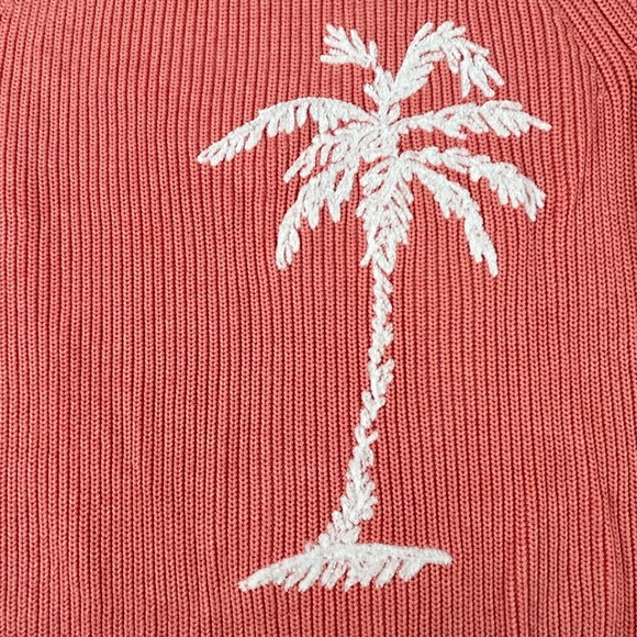 Tommy Bahama Womens Coral Pink Ribbed Breezy Palm Tree Sweater Small Coastal - Picture 5 of 8